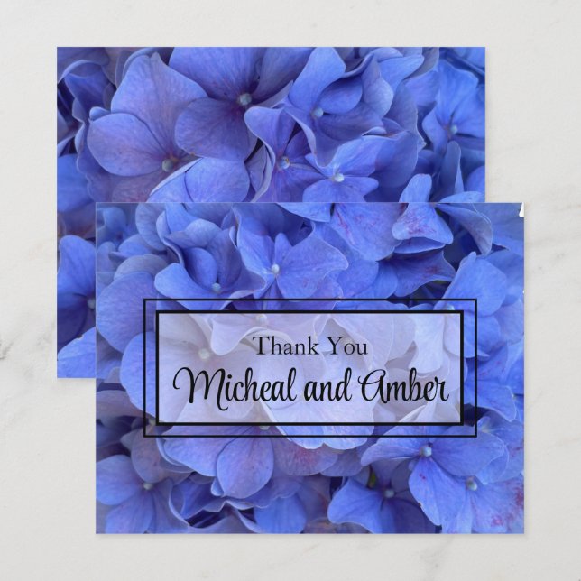 Elegant Blue periwinkle floral hydrangeas  Thank You Card (Front/Back)