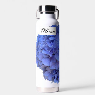 Elegant blue periwinkle floral hydrangeas  water bottle