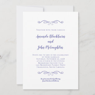 Elegant Blue Periwinkle Formal Wedding Invitation
