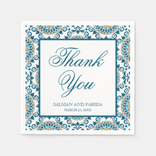 Elegant Blue Persian Mosaic Wedding Napkin