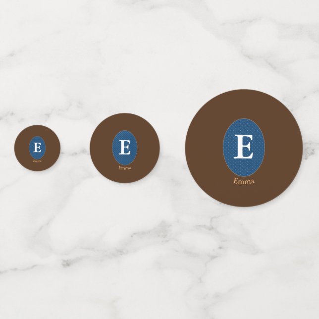 Elegant Blue Personalised Monogram Confetti (Fronts)