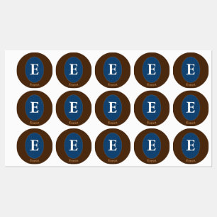 Elegant Blue Personalised Monogram Square Sticker