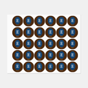 Elegant Blue Personalised Monogram Square Sticker