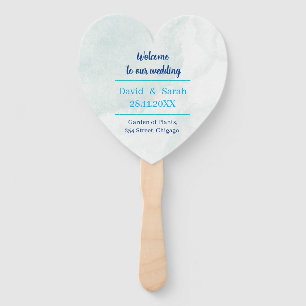 Elegant Blue Personalised Wedding Program Hand Fan