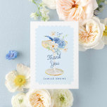 Elegant Blue Petals and Prosecco Bridal Shower Thank You Card<br><div class="desc">Blue Prosecco and Petals theme thank you cards are a beautiful blend of elegance and warmth. Add your own heartfelt message, your guests will feel valued and appreciated for their presence and support. Most lettering is editable - click the "Customise Further" button to edit. Matching items in our store Cava...</div>