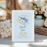 Elegant Blue Petals and Prosecco Thank You Card<br><div class="desc">Blue Prosecco and Petals theme thank you cards are a beautiful blend of elegance and warmth. Add your own heartfelt message, your guests will feel valued and appreciated for their presence and support. Most lettering is editable - click the "Customise Further" button to edit. Matching items in our store Cava...</div>