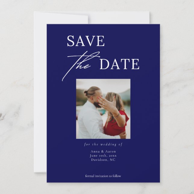 Elegant Blue Photo Save-the-Dat invitation (Front)