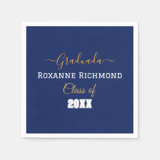 Elegant Blue Photo Spanish Graduated  Napkin