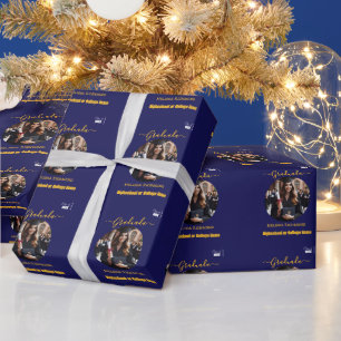 Elegant Blue Photo Spanish Graduated Wrapping Paper