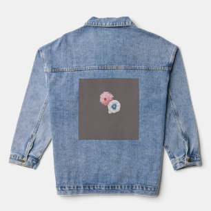 Elegant Blue, Pink, and White Flower Bouquet Denim Jacket