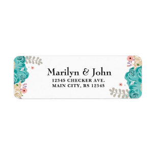 Elegant Blue Pink Beige Watercolor Flowers