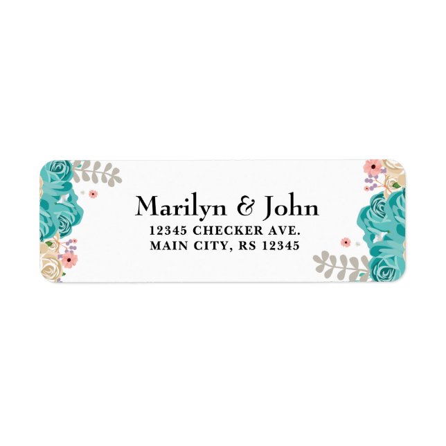 Elegant Blue Pink Beige Watercolor Flowers (Front)