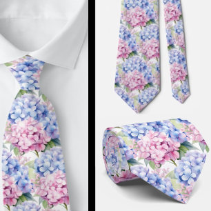 Elegant Blue Pink Hydrangeas Tie