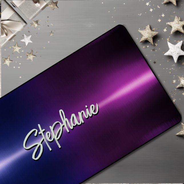 Elegant blue pink ombré monogram desk mat (Creator Uploaded)