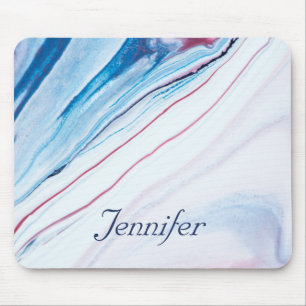 Elegant BLUE PINK PURPLE FAUX MARBLE PERSONALIZED Mouse Mat