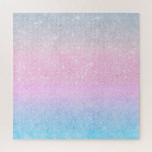 Elegant Blue Pink Silver Glitter Design Jigsaw Puzzle