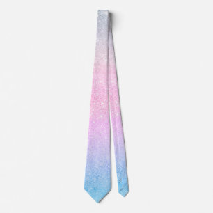 Elegant Blue Pink Silver Glitter Design Tie