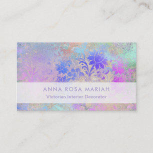 *~* Elegant Blue Pink Vintage Antique Aged Damask Business Card