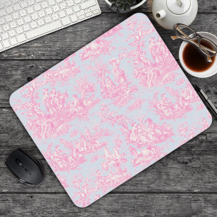 Elegant Blue Pink Vintage Toile de Jouy Mouse Mat