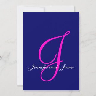 Elegant Blue Pink Wedding Invitations Initial