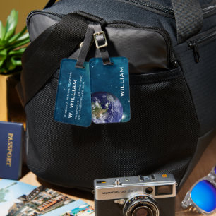 Elegant Blue Planet Earth Space Solar System Luggage Tag