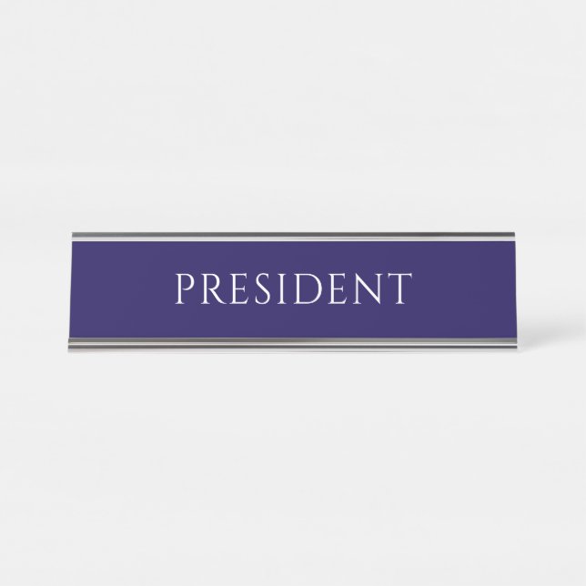 Elegant Blue President Name Plate (Front)