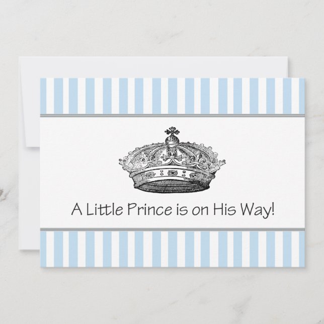 Elegant Blue Prince Baby Boy Shower Invitation (Front)