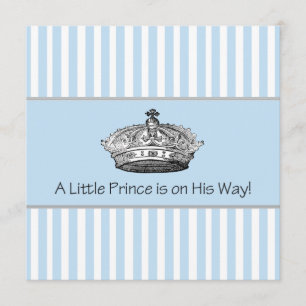Elegant Blue Prince Baby Boy Shower Invitation