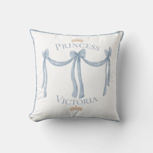 Elegant Blue Princess Name Crowns Satin Girly Cushion