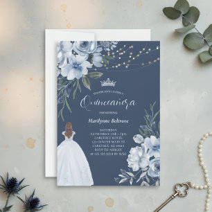 Elegant Blue Princess Quinceañera Invitation