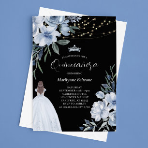 Elegant Blue Princess Quinceañera Invitation