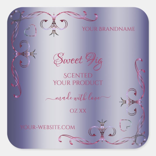 Elegant Blue Product Labels Ornate Corner Borders (Front)