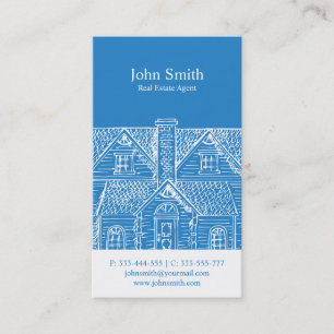 Elegant blue professional real estate agent business card
