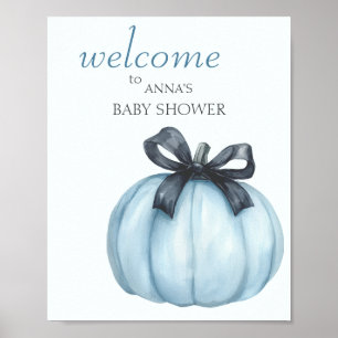 Elegant Blue Pumpkin Welcome Poster