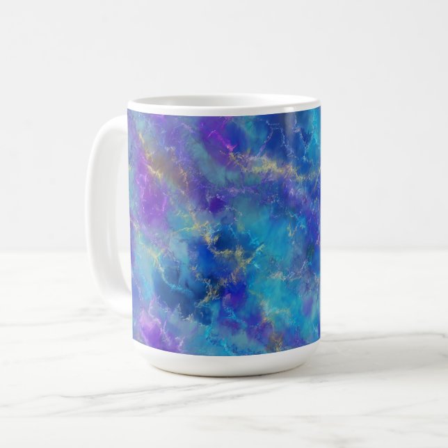 Elegant Blue, Purple and Gold Marble Pattern  Coffee Mug (Front Left)