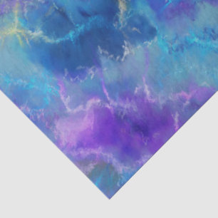 Elegant Blue, Purple, and Gold Marble Pattern Tissue Paper