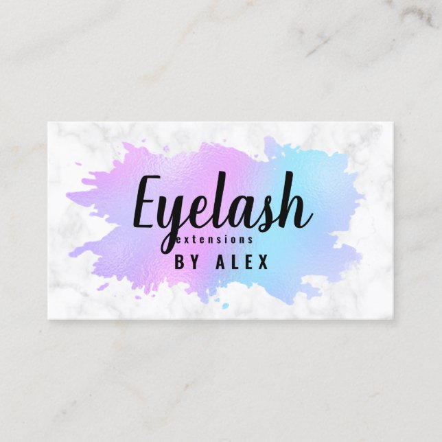 Elegant blue & purple eyelash extensions business card (Front)