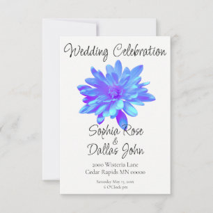 Elegant blue purple floral flower  invitation