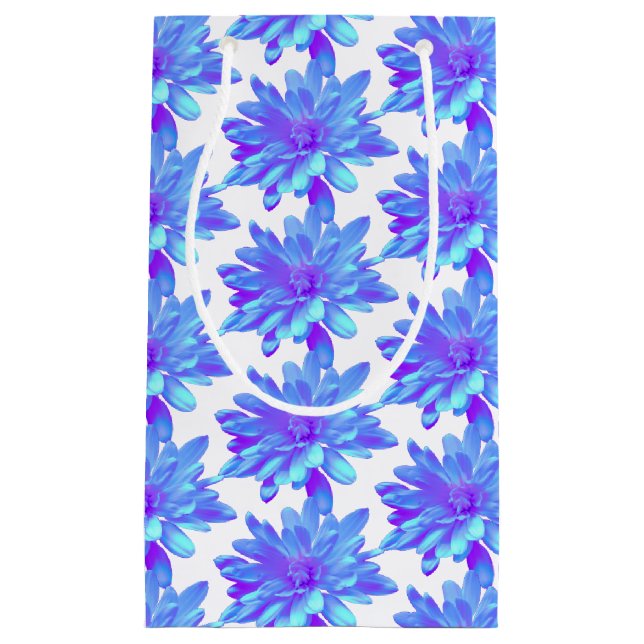 Elegant blue purple floral flower  small gift bag (Front)