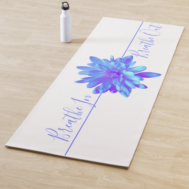 Elegant blue purple floral flower  yoga mat (In Situ)