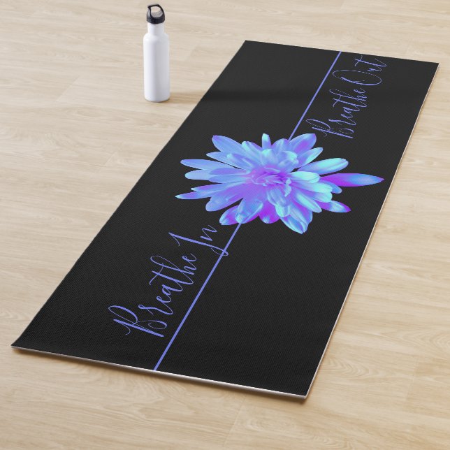 Elegant blue purple floral flower  yoga mat (In Situ)