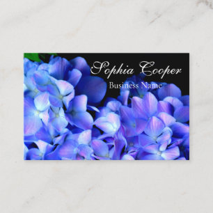 Elegant blue purple floral hydrangeas business card