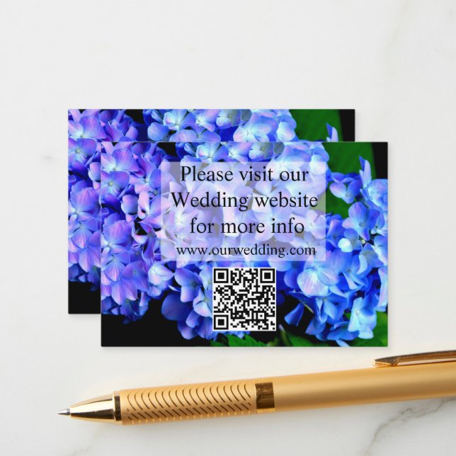 Elegant blue purple floral hydrangeas enclosure card (Front/Back In Situ)