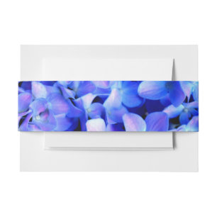 Elegant blue purple floral hydrangeas invitation belly band