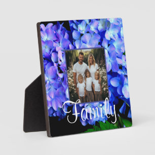 Elegant blue purple floral hydrangeas plaque