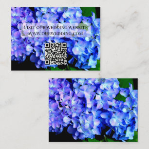 Elegant blue purple floral hydrangeas QR code Enclosure Card
