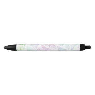 Elegant Blue Purple Glitter Butterfly Glam Design Black Ink Pen