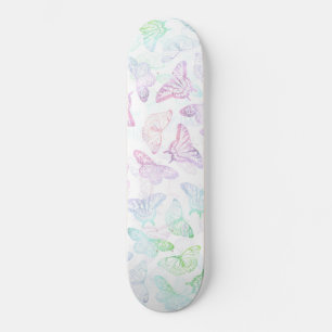 Elegant Blue Purple Glitter Butterfly Glam Design Skateboard
