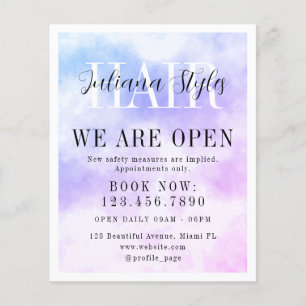Elegant blue purple hairdresser flyer