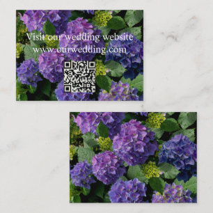 Elegant blue purple magenta floral hydrangea QR  Enclosure Card